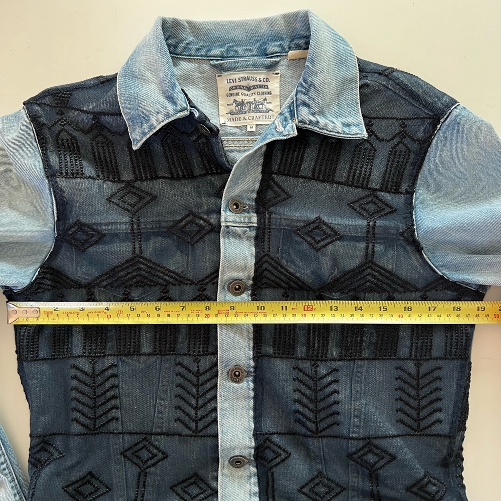 Levi’s Made & Crafted trucker jacket with French tulle lace overlay size medium - Picture 4 of 8